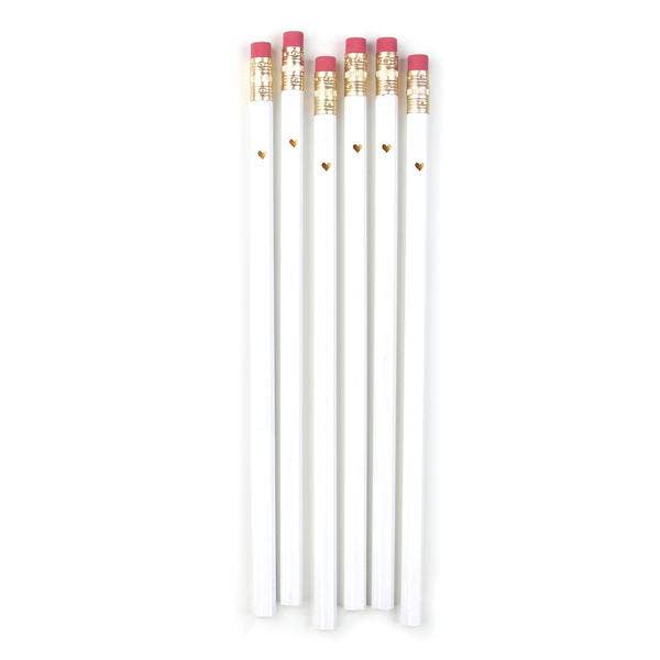 Pencils - Gold Heart/White