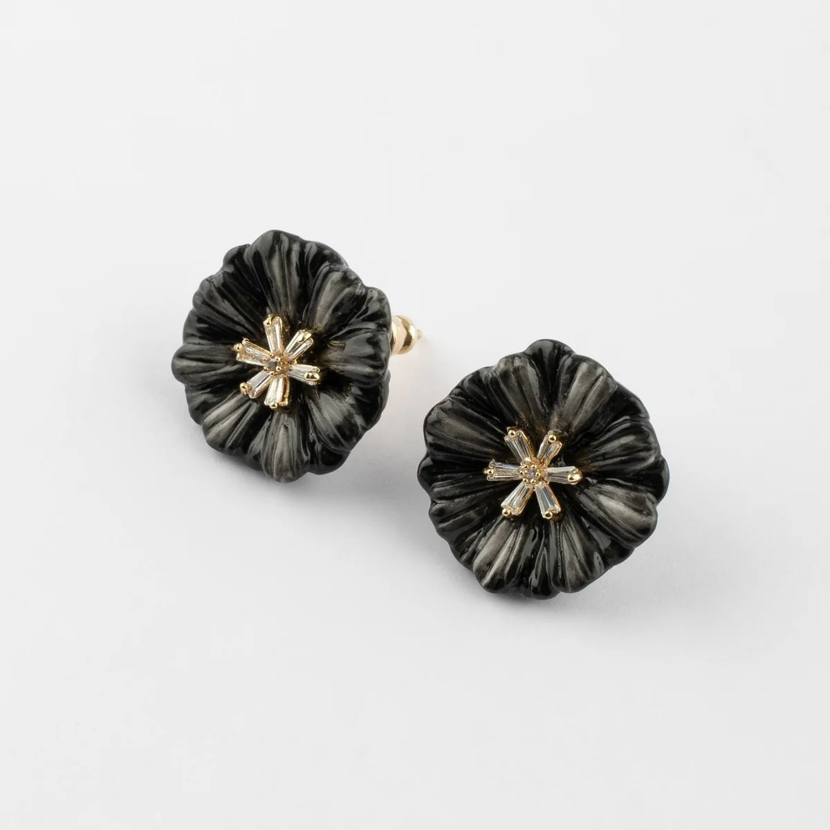 Black Aster Stud Earrings