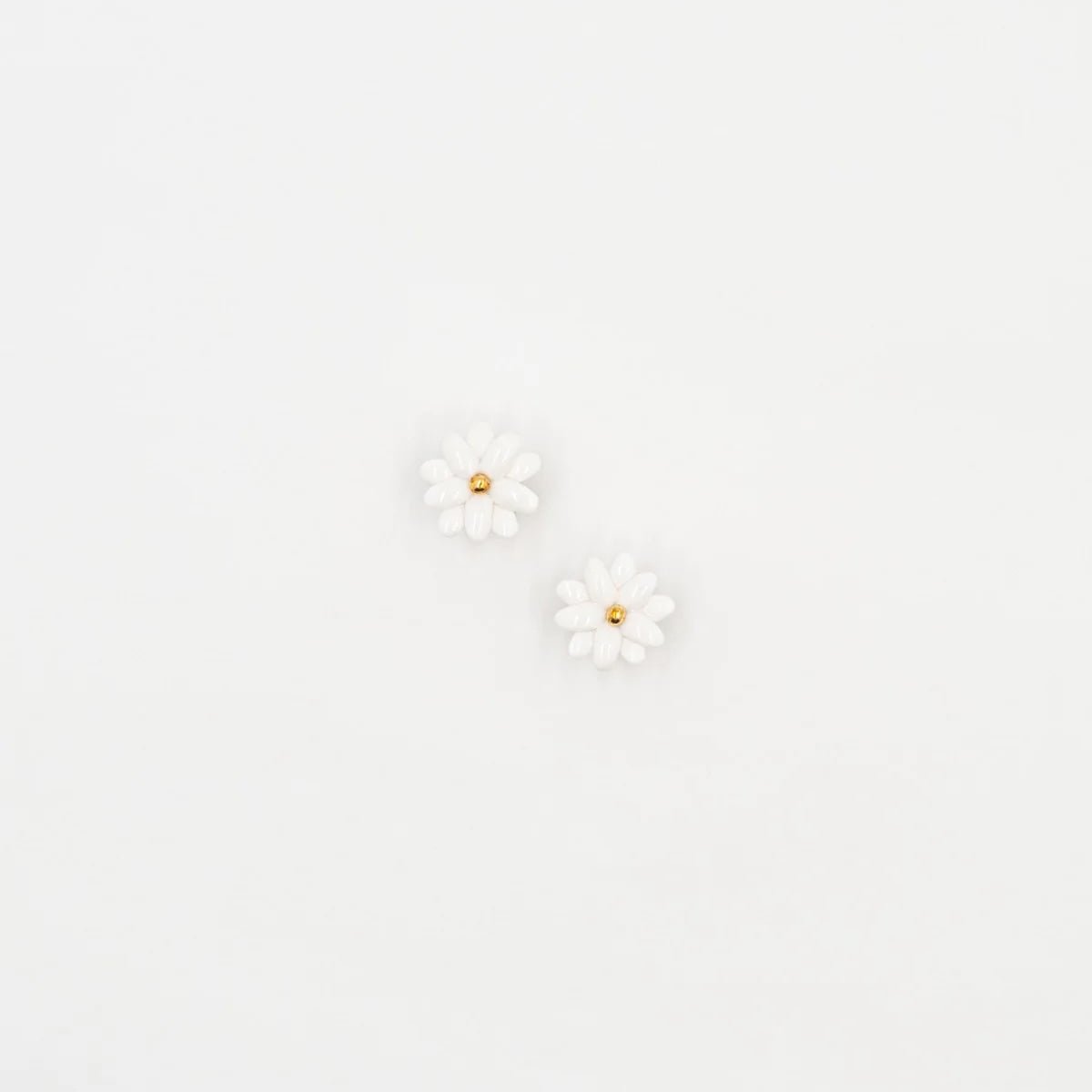 Mini White Daisy Earrings